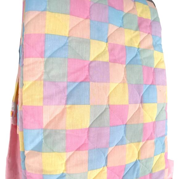Vintage Full Pastel Patchwork Quilted Ruffled Bedspread Linda Ruffle Coverlet - Picture 6 of 12